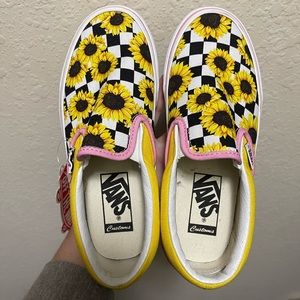 Custom sunflower slip on Vans